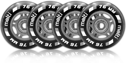 Molti Räder mit Kugellager MOLTI ABEC9 4er- Pack Indoor-/Outdoor-Rollschuh Räder Inlin-Skates Freizeitspaß 76 * 24mm transparent
