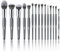 BEILI Pinceaux Maquillages 15 PCS Set Pinceaux Maquillage Brosse Maquillage Pinceau Végétaliens Fond de Teint Poudre Contour Fard Paupières Surbrillance Blush Correcteu Sourcil Liner-gris bleu