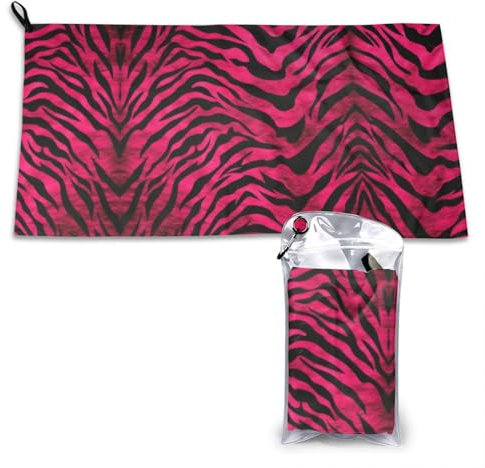 YoupO Schnell trocknendes Handtuch, Zebramuster, Tiger, Leopard, Rosa, bedruckt, saugfähig, Badetücher, leicht, weich, für Badezimmer, Hotel, Strand, Pool, 40,6 x 80 cm, Weiß, 10750