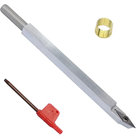 Cinceles , Herramienta de torneado de madera con punta de carburo, 7,08 pulgadas, cincel de torno, barra de herramientas afilada, gubia, lanza inclinada de 35° con inserto de carburo de diamante y aro