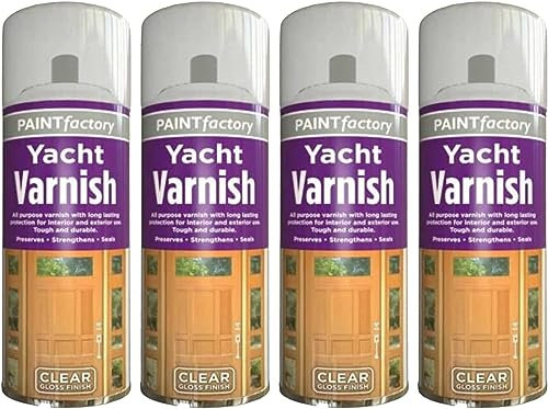 MIXEL Yacht Varnish Spray Paint, Clear Gloss Finish, Tough and Durable, Non Cracking, Quick Drying, Long Lasting Performance, Interior and Exterior Use, 200ml (4PCS)