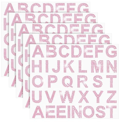 ISKDJBJG 170 Silver Rhinestone Letter Stickers, 5 34 Bokstäver Glitter Bling Alphabet Letter Stickers Rosa