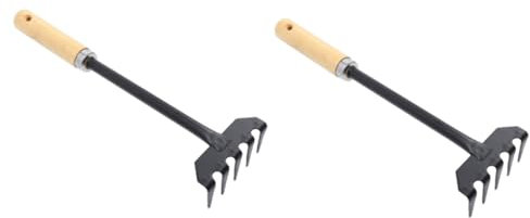 UPKOCH Rastrillo De Jardín De Herramienta Manual para Desherbar y para Jardín y Huerto Mango De Madera y Cinco Dientes