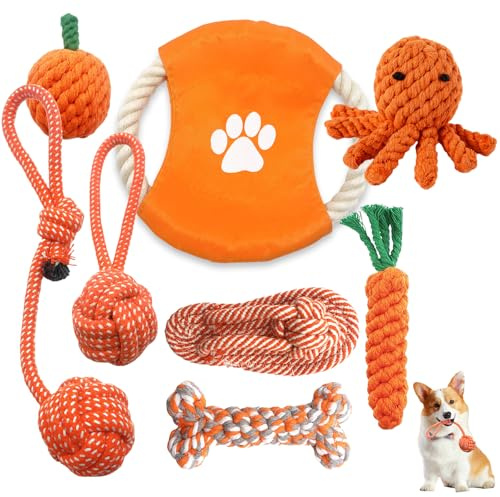 Sagildoq Dog Rope Toy, 8 Pack Cotton Rope Toys for Dogs, Puppy Chew Toys for Teething & Boredom Relief, Tug of War Dog Toy for Small Breed Puppies, Gifts for Dogs
