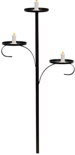FVPKYUR Décoration Noire Triple pour Cime De Sapin - Couronne en Forme de Candélabre pour Les Fêtes de Noël - Centre De Table Étagère À Bougies Fer Forgé Triple pour Salon Et Salle À Manger
