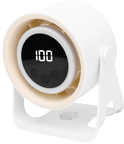 Keenso Ventilador de Escritorio, 5 Velocidades USB Recargable Ventilador de Enfriamiento Portátil Tranquilo y Recargable con Luz para Acampar Al Aire de Dormitorio de Oficina, Potente Tecnología de