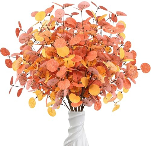 OMIGA Ramas Eucalipto Artificiales 6 Piezas Unidades Ramo de Hojas de Otoño 60cm Eucalipto Decorativo Flores Otoñales Falso Flores Decoracion para El Hogar Boda Fiesta Acción Gracias