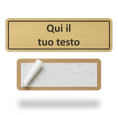 Targhetta Ottone Posta Personalizzata | Targa Cassette Postali Adesiva – Targa per Posta Casa/Ufficio – Montaggio Facile, Alta Durabilità Esterno Interno (Ottone Satinato 1mm, Misura 150x50mm)