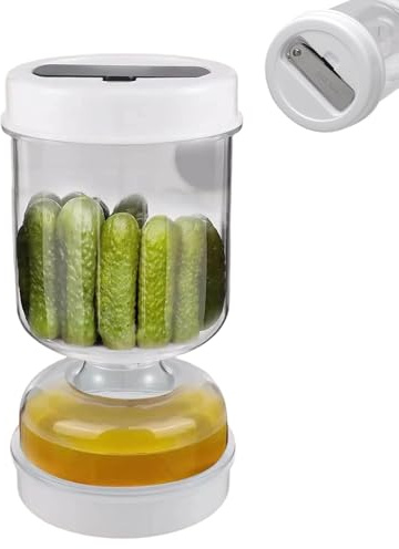 Barattolo per Sottaceti con Colino e Forchetta Pieghevole, Coperchi Ermetici a Prova di Perdite, Cetriolini Sottaceto Barattolo, Contenitore per Olive e Verdure Miste, Contenitore Olive Clessidra