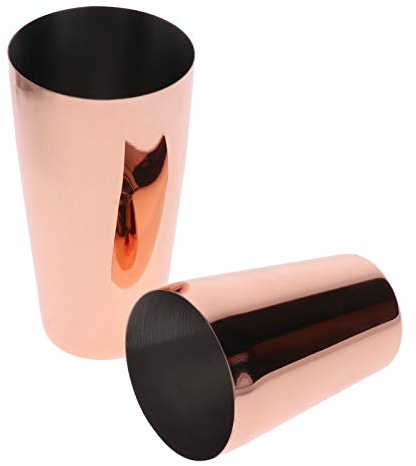 BAFOVY Boston Cocktail Shaker Rostfritt Stål Cocktail Mixer 850ml och 550ml Skakburkar Elektropläterade Läckbeständig Lätt Att Rengöra Barware för Bartenders Bars Milk Tea Shops (Rose guld)