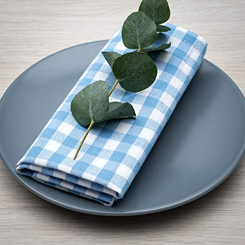 FILU Servetter 8-pack ljusblå/vit rutig (valbar färg och design) 45 x 45 cm – tygservett av 100 % bomull i skandinavisk lantlig stil