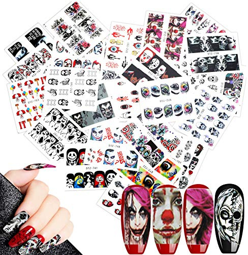 Mwoot 25 Hojas Halloween Pegatinas Uñas, 3D Pegatina Decoracion para las Uñas Decal DIY Etiqueta Decoración Arte Adhesivos