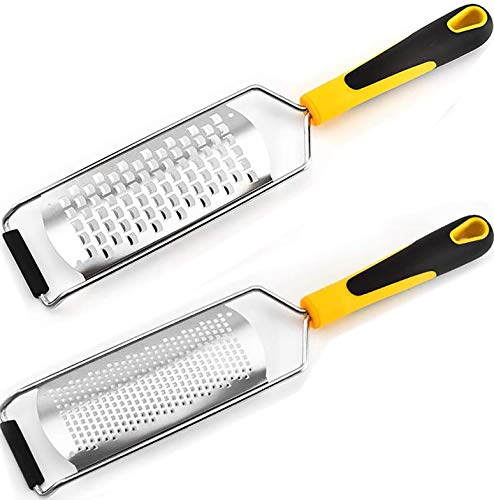 longyisound Rallador y Zester - Queso Parmesano, Rallador de Cítricos Manual- Fino/Grueso Zester con Cuchilla de Acero Inoxidable y Mango de Silicona, Cítricos, Limón, Jengibre, Ajo, Verduras, Frutas