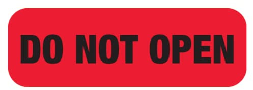 Doctor Stuff DO NOT Open Labels for Specimen Security and Biohazard Transport Control, 1-1/2 x 1/2, Red/Black, Permanent Adhesive, 250 Labels/Box