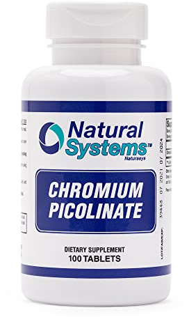 Chromium Picolinate 200 Mcg 100 Tablets by Natural Systems - Chromium Supplements for Active Lifestyle - Excellent Absorption Supplement - Non Sugar Capsules