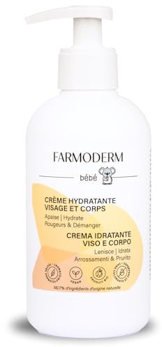 Farmoderm Tägliche beruhigende Babycreme - 98% natürlichen Inhaltsstoffen –feuchtigkeitsspendende Bio-Körper & Gesichtscreme für Babys – zur Vorbeugung & Beruhigung trockener Haut, Rötungen, Juckreiz