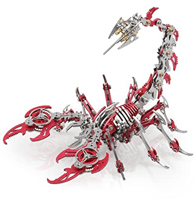 Metalkitor Scorpion - Kit puzzle 3D in metallo per adulti e ragazzi, 454 pezzi, modelli di assemblaggio meccanico, 4 ore di costruzione, ideale per regali e decorazioni (rosso)