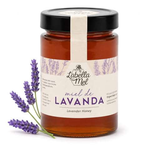 L'Abella Mel | Miel de Lavanda 100% Natural y Pura | Miel Pura de Abeja Española Sin Pasteurizar Ni Aditivos | Recolección Manual Directa del Apicultor | Apicultura Familiar | 500 gr