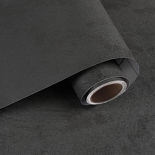 VaryPaper Peel and Stick Industrial Textured Concrete Wallpaper 40cmx200cm Cement Contact Paper for Kitchen Countertops Sticky Back Plastic Dark Grey Wallpaper for Living Room Bathroom Worktop Cover