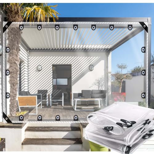 ZHJSHOU Bache Transparente avec Oeillets PVC Imperméable 2x2.5m,Bache de Protection Exterieur Jardins,Bache Couverture Toiture Pliable Bache de Serre pour Meubles Camping,Personnalisable