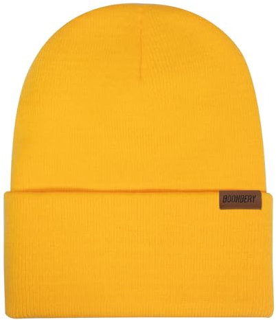 Boonbery Mütze Herren Damen Unisex Beanie Wintermütze Strickmütze klassisches Design Weiche Dünne Mütze Ideal für Alle Jahreszeiten Gelb