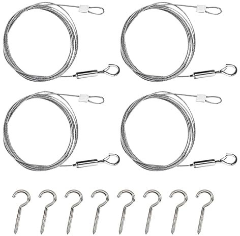 JAONLD Tensor Cable Acero,1.5 mm * 2 m Cable Acero Inoxidable Tensores de Alambre Revestidocon Ojalesajustable,Cuerda Tendedero Exterior para Colgar Marco de Imagen Ropa Cuadros Soporte