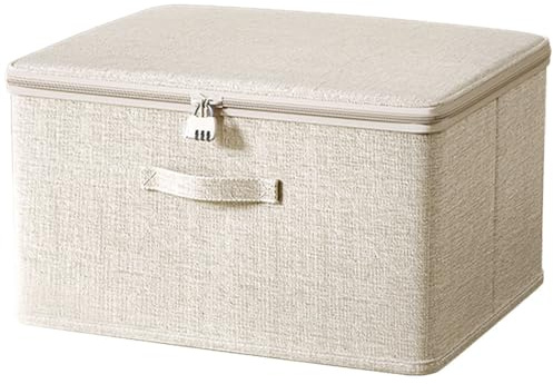 Scatola portaoggetti con serratura, scatola di immagazzinaggio con serratura, scatola di stoffa, contenitore con coperchio, contenitore richiudibile per vestiti (38 x 25,5 x 16 cm)