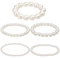 Diffaxy 5 Stück Perlen armband Set für Damen, Elastisches Perlenarmband für Braut, Weiß Künstliche Perlen Party Hochzeit, Perlen armband 5 Größen (4/6/8/10/12 mm)