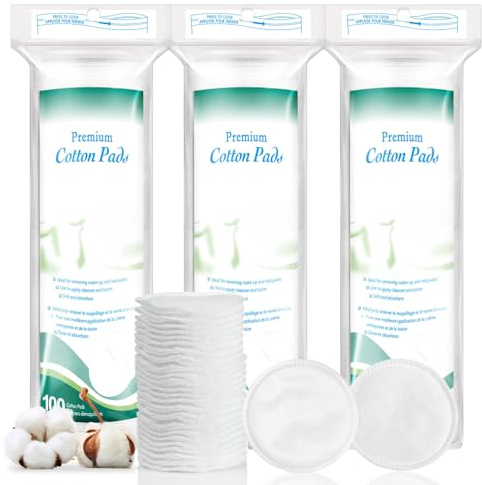 Premium Makeup Wattepads 300 stück 100% Reine Hypoallergen Fusselfrei Wattepads zum Gesicht,Augen Sauber