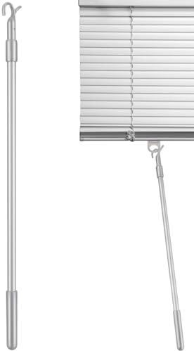 Alipis Telescopic Draw Rod: Aluminum Blind Wand Replacement with Hook - 60cm Adjustable Pull down Blinds - Clothes Hook Pole for Home Cordless Window Blinds and Shades