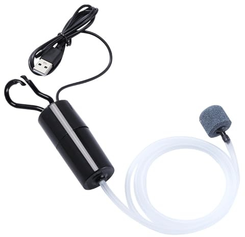 Mini USB Aquarium Air Pump, Portable Fish Tank Oxygen Pump, Ultra Silent Energy Saving Bubbler with Air Stone and Silicone Tube for Home/Transportation/Outdoor Fishing