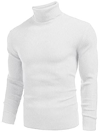 Generisch Suéter Masculino - Jersey de Lana de Invierno con Cuello Redondo, Camisa, Compatible con Top de Cuello Alto, Blanco, XL