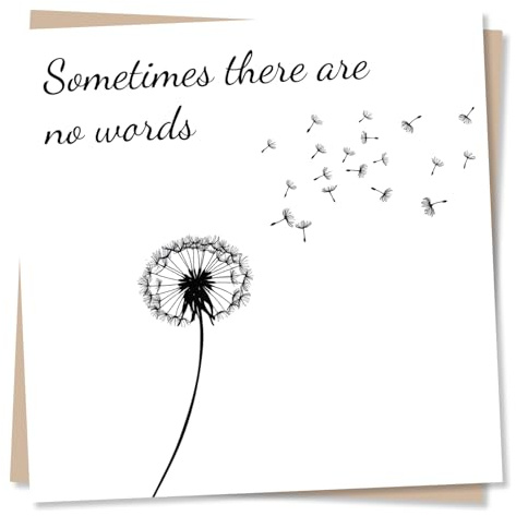 Sympathy Card for Loss of Husband, Mother, Daughter, Partner - Dandelion | for Son, Wife, Friend, Bereavement, Grief, Condolences - from All of Us - Monochrome - Blank Inside, with Envelope
