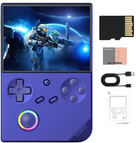 RG40XXV Console Di Gioco Portatile Retrò IPS Da 4 Pollici 640*480 Da 3200mAh Scheda TF Integrata Da 64G/128G/256G Supporta Più Simulatori Sistema Linux Con Protezione Per Schermo-Blue||128GB