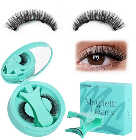 OYZOQ 1 PCS Ciglia magnetiche riutilizzabili con applicatore,Cig-lia Finte Magnetiche, ciglia finte senza colla, facile da indossare e rimuovere, Include clip a forma di V(ZP07)