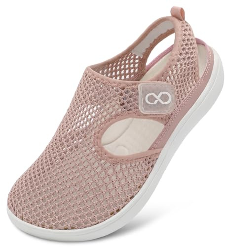 JOINFREE Womens Sandals Wide Fit Walking Trainers Mesh Breathable Zero Drop Barefoot Adjustable Summer Holiday Shoes Closed Toe for Beach Garden Travel Daily Wear Anti-Slip
