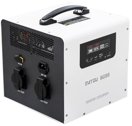 DATOUBOSS Centrale Elettrica Portatile 1000W Generatore Corrente Solare 2009,6Wh generatore solare LiFePO4,uscita CC USB/Type-C,funzione UPS,ideale per campeggio,camper e alimentazione di emergenza.