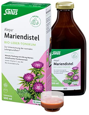 Salus Alepa Mariendistel Bio-Leber-Tonikum – 1x 500 ml - zur Unterstützung der normalen Lebergesundheit mit Mariendistel – mit Vitamin C - vegan - bio