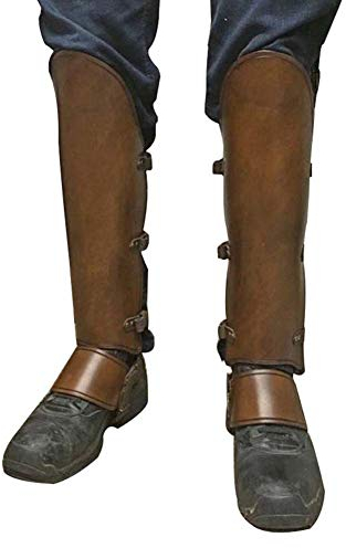 Runyue Pirat Musketier Synthetikleder Stiefel Gamaschen Mittelalter Gamaschen In Leder-Optik Stiefelstulpen Braun Eine Größe