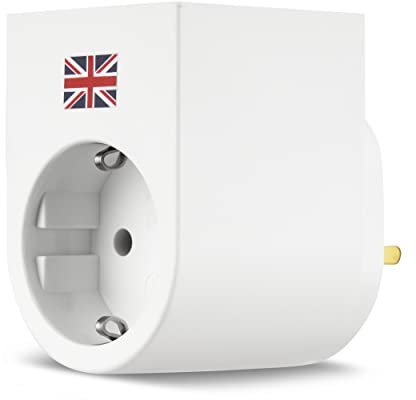 REV Reiseadapter Traveler - Reisestecker Steckdose für die Verwendung von Deutschen Steckern in UK, weiß