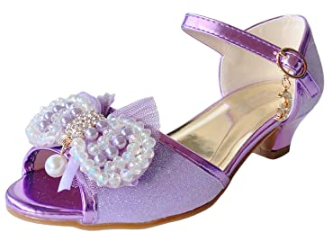 La Señorita Prinzessinnen Schuhe - Kinder Schuhe Mädchen - Brauts Schuhe - Violett - Lila halb offene Schuhe - Spanishe Flamenco Shuhe (Numeric_35)