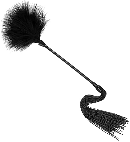 Feather Tickler Soft Fur Brush Tickler Duster Silicone Tickle Stick Whip Feather Dusters with Tassels for Couples(Red and Black)