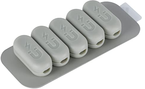 Electraline 71707 5er-Pack magnetische Kabelclips mit selbstklebendem Metallstreifen im Lieferumfang enthalten, Desktop-Organizer für Multifunktionskabel, Netzkabelmanagement, USB-Ladekabel