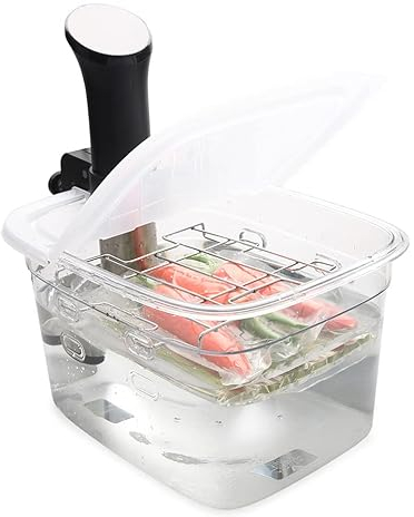 EVERIE Versatile 12-Quart Sous Vide Container with Built-in Rack and Collapsible Hinged Lid Compatible with All Sous Vide Cookers, EVC-1202-TYPP