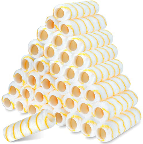 Jerify 36 Pcs 1/2 x 9 Paint Roller Covers Microfiber Roller Paint Brush Naps for Wall House Supplies Kit(White, Yellow)