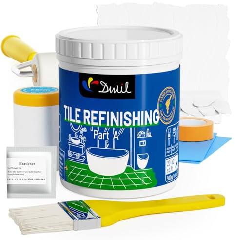 DWIL Tub Paint, Tub and Tile Refinishing Kit with Tools, White Bathtub Paint Water Based &Low Odor, Easy to Use for Sink Bathroom Shower, Semi-Gloss White, 25-30sq.ft