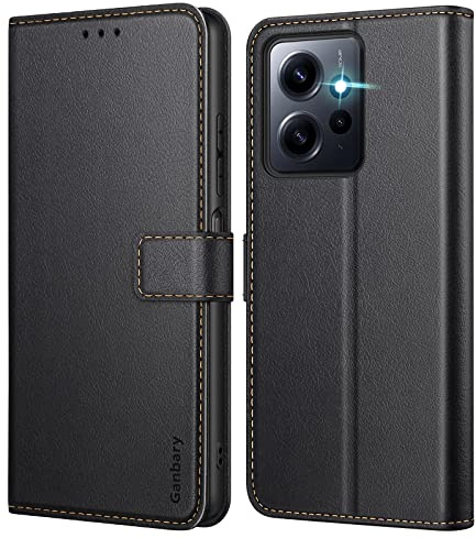 Ganbary Funda Compatible con Xiaomi Redmi Note 12 4G (No para 5G), Funda Tapa Libro Movil Carcasa PU Cuero [Protección Completa] [Ranura Tarjeta][Función Soporte], Negro
