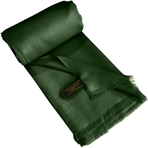 CJ Apparel Sciarpa nepalese con frange, seconda scelta, sciarpa, stola, avvolgere pashmina, nuovo, verde smeraldo, taglia unica