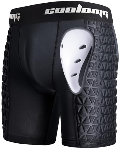 COOLOMG Mens Adult Baseball Sliding Shorts with Athletic Cup Padded Slider Short for Softball Football Lacrosse Black M