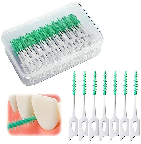 Ndzefan160PCS Portable Soft Silica Gel Toothpick Dental Floss Picks Soft Original Suitable for Oral Care of Adults and Childrens,Toothpick Brushes Teeth Cleaning Tool (Green)